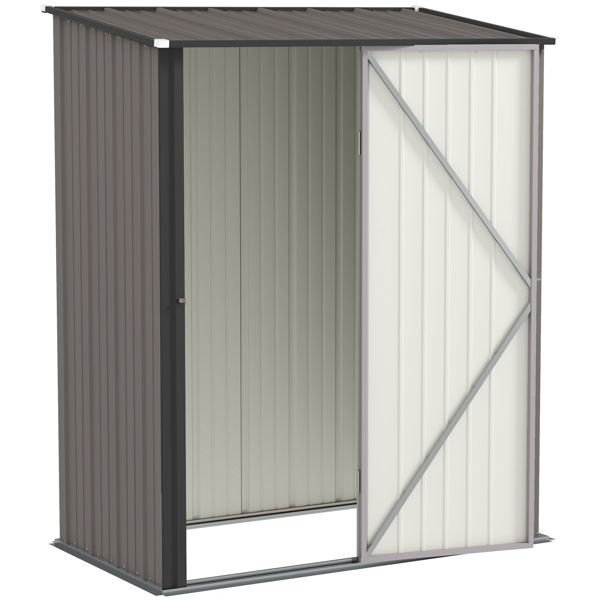 Outsunny 5' x 3' Outdoor Storage Shed, Steel Garden Shed with Single Lockable Door, Tool Storage Shed for Backyard, Light Grey