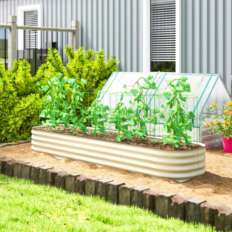 7.9 x 2 x 1ft Galvanized Raised Garden Bed Kit, Metal Planter Box with Safety Edging, Cream White