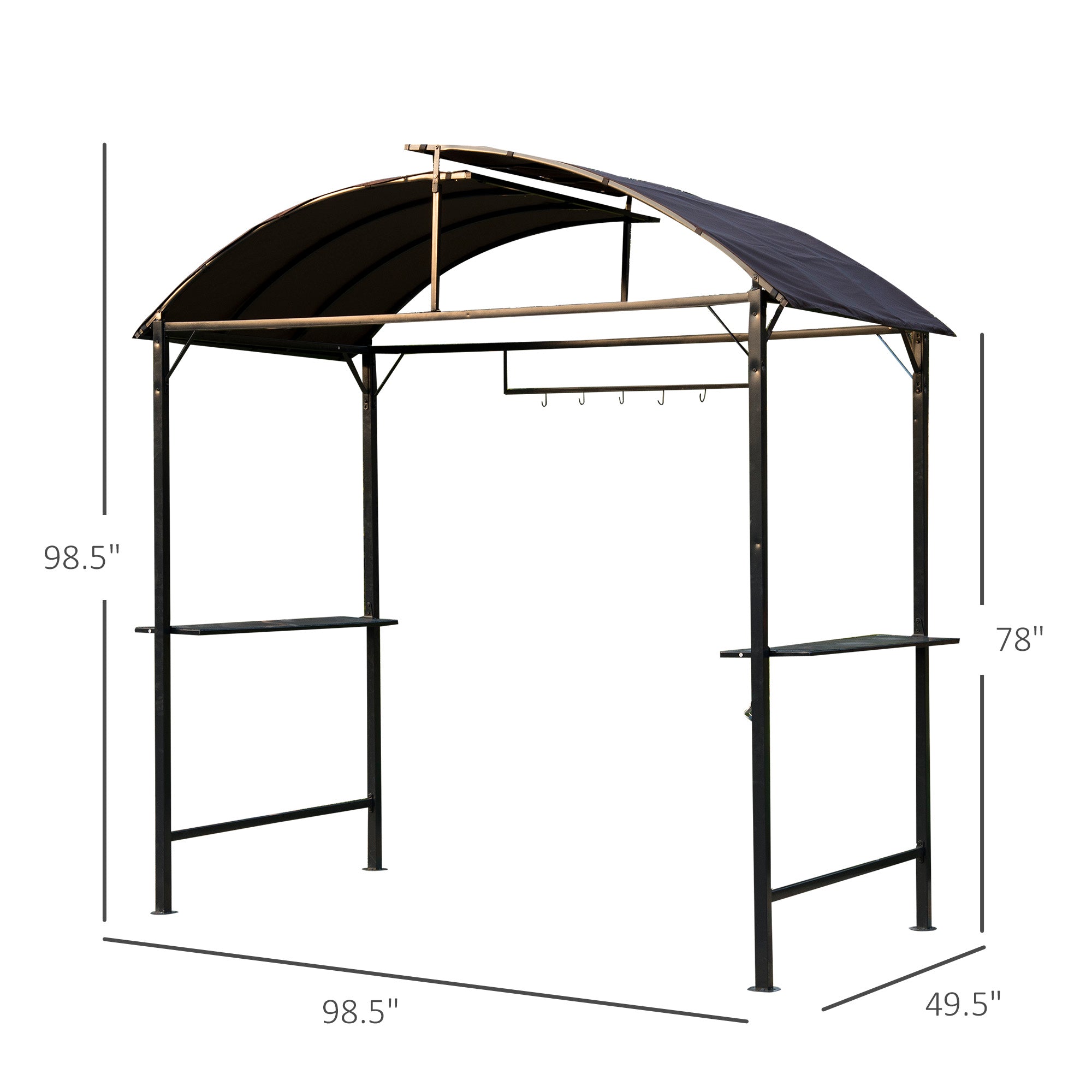 Outsunny 8x4ft BBQ Gazebo Tent Metal Frame Grill Canopy Garden Sunshade Portable Shelter Backyard w/ Side Shelf Coffee