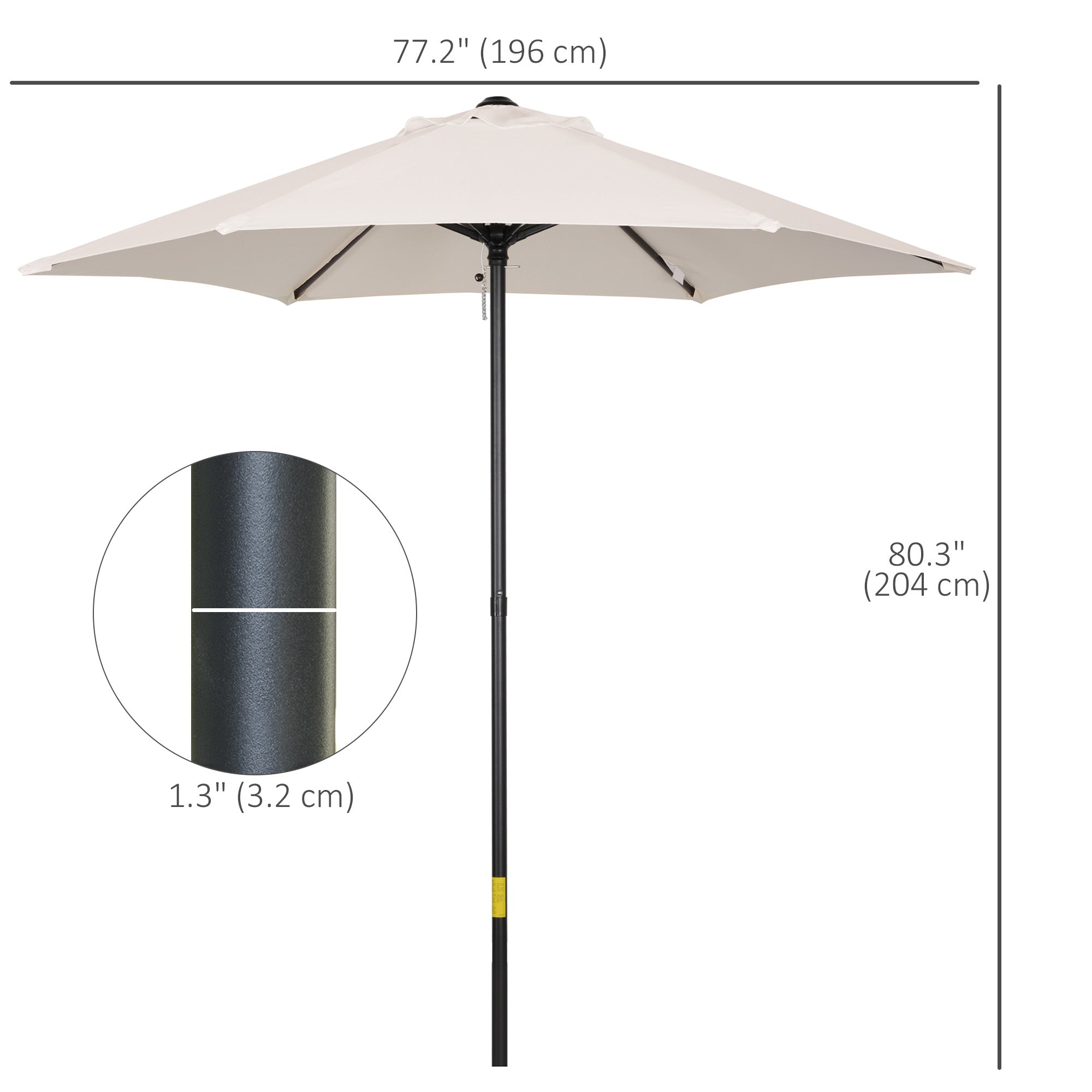 Outsunny 6.6FT Patio Umbrella, Outdoor Parasol with 6 Solid Ribs, Cream White
