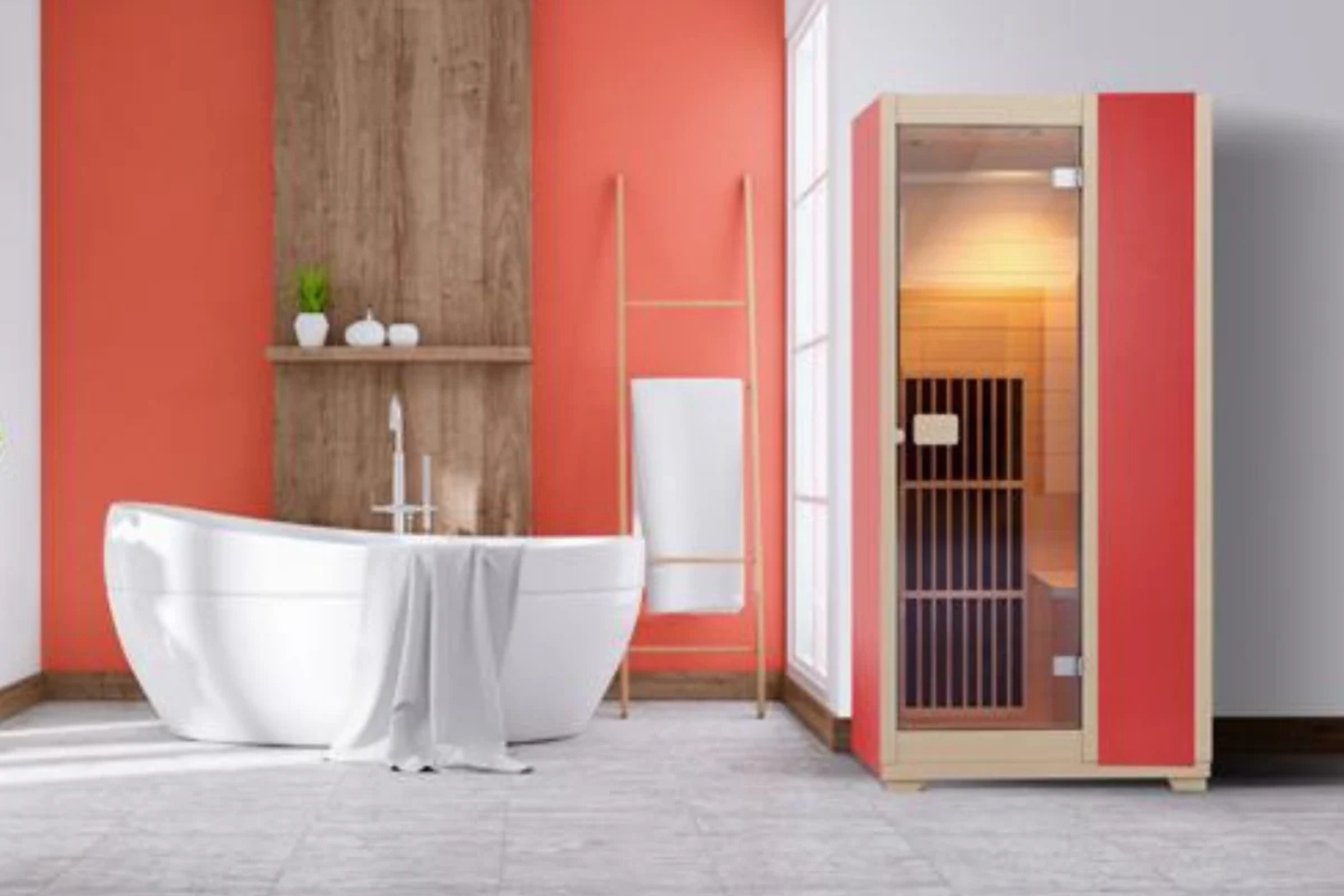 Outdoor sauna installed in a Canadian backyard