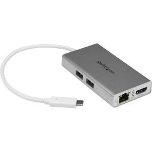USB-C Multiport Adapter - USB-C Travel Dock w/ 4K HDMI - 60W PD Pass-Through, GbE, 2x USB-A - Mini USB Type-C Docking Station 