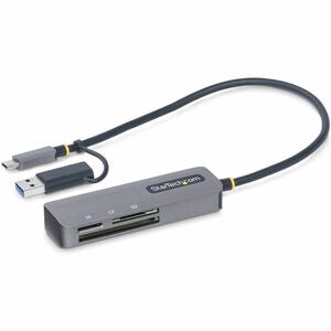 USB 3.0 Multi-Media Memory Card Reader, SD/microSD/CompactFlash, USB-C 5Gbps External Card Reader with Attached USB-A Adapter 