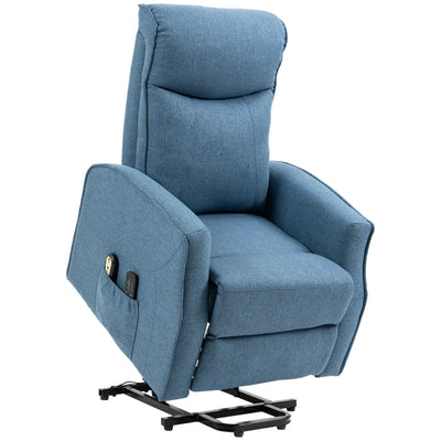 HOMCOM Electric Lift Chair, Power Chair Recliner with 8 Massage Vibration Points, Remote Control, Side Pockets, Blue 