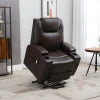 HOMCOM Power Lift Chair for Elderly, PU Leather Recliner Sofa Chair with Footrest, Remote Control, Side Pockets and Cup Holders, Brown 