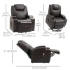 HOMCOM Power Lift Chair for Elderly, PU Leather Recliner Sofa Chair with Footrest, Remote Control, Side Pockets and Cup Holders, Brown