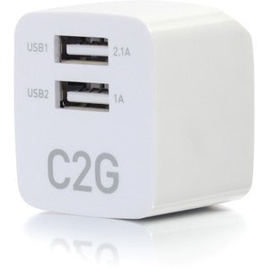 C2G 2-Port USB Wall Charger - AC to USB Adapter, 5V 2.1A Output 
