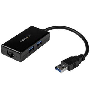 USB 3.0 to Gigabit Network Adapter with Built-In 2-Port USB Hub - Native Driver Support (Windows, Mac and Chrome OS)