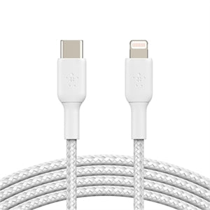 Belkin BoostCharge Braided USB-C to Lightning Cable (1 meter / 3.3 foot, White)