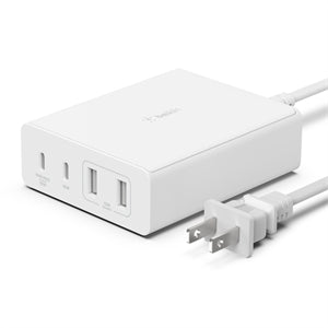 Belkin 108W 4-Port GaN Charger - 2xUSB-A, 2xUSB-C (108W Total) - 2m/6.6ft Power Cord - White 