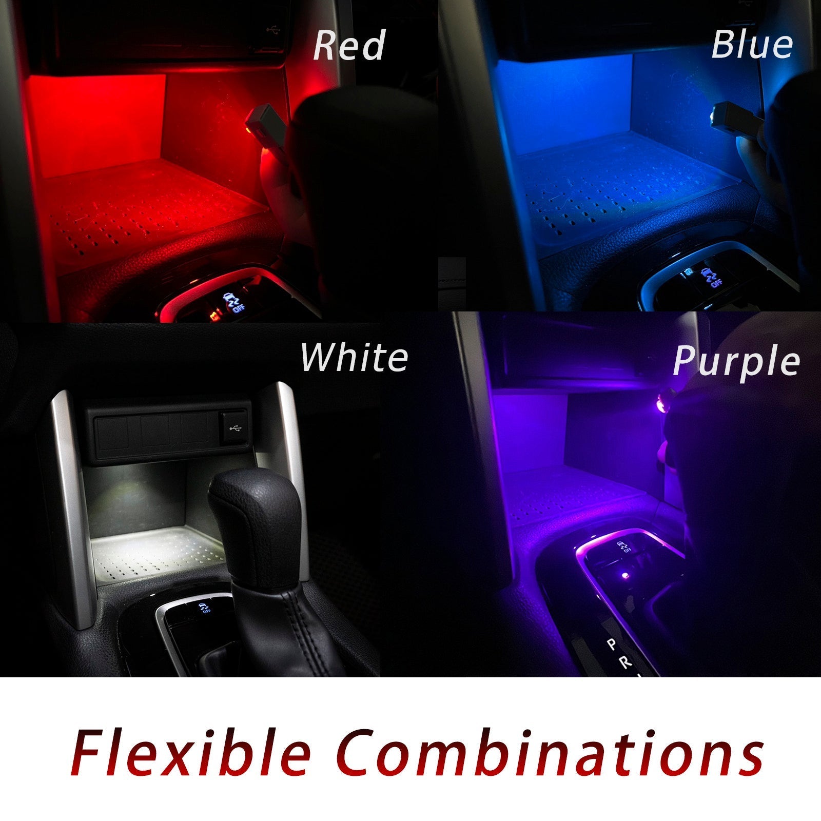 LED Ambient Light Central Console Box Light Bulb Original Reserved Hole with Dedicated Wiring Harness for Toyota Cross Corolla Auris Subaru (1 set) 