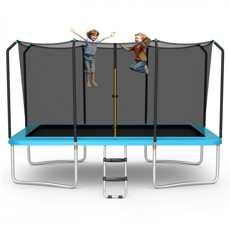 8 x 14 Feet Rectangular Recreational Trampoline with Safety Enclosure Net and Ladder