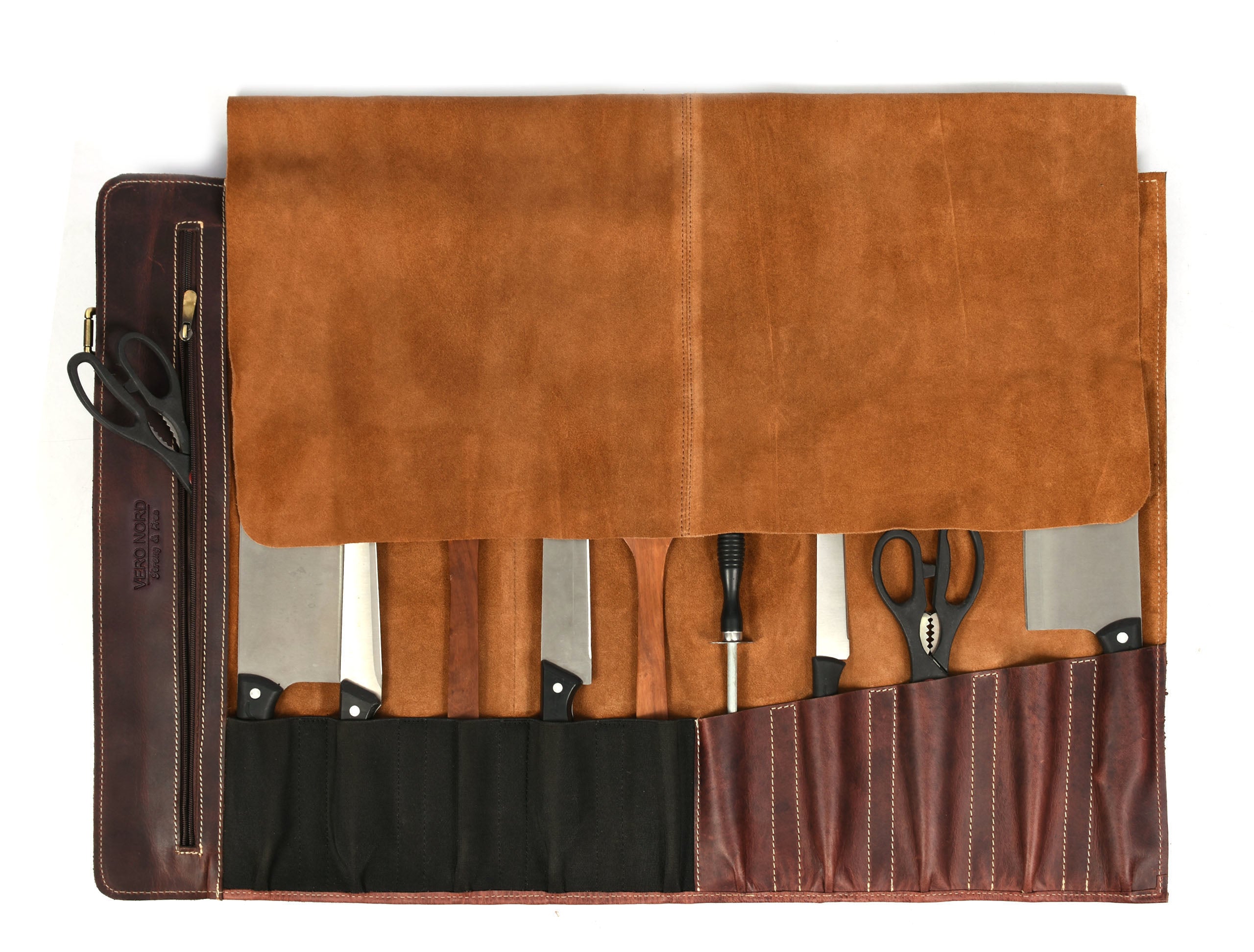 Bend Leather Chef Knife Roll 10 Slot
