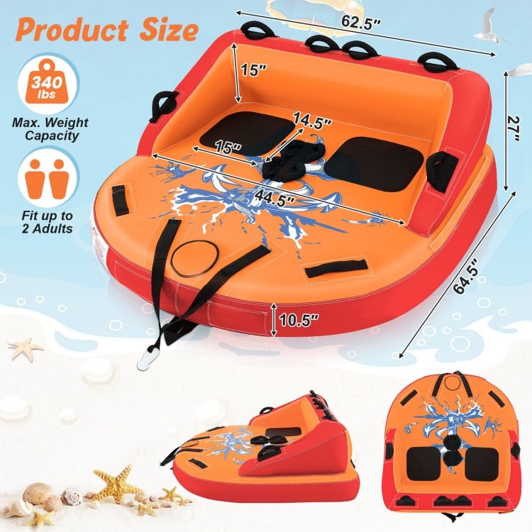 2 Person Water Sport Inflatable Towable Tubes for Boating
