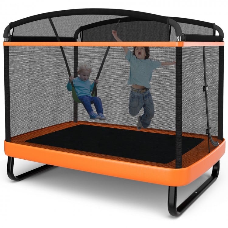 6 Feet Kids Entertaining Trampoline with Swing Safety Fence
