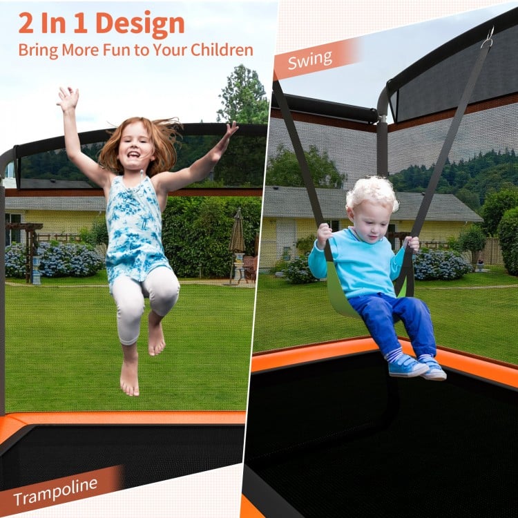 6 Feet Kids Entertaining Trampoline with Swing Safety Fence
