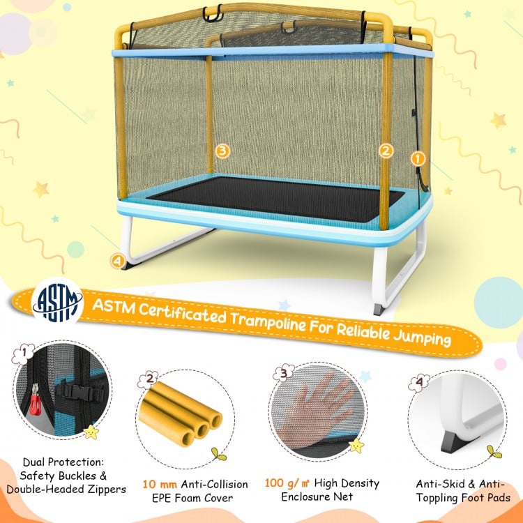 6 Feet Rectangle Trampoline with Swing Horizontal Bar and Safety Net