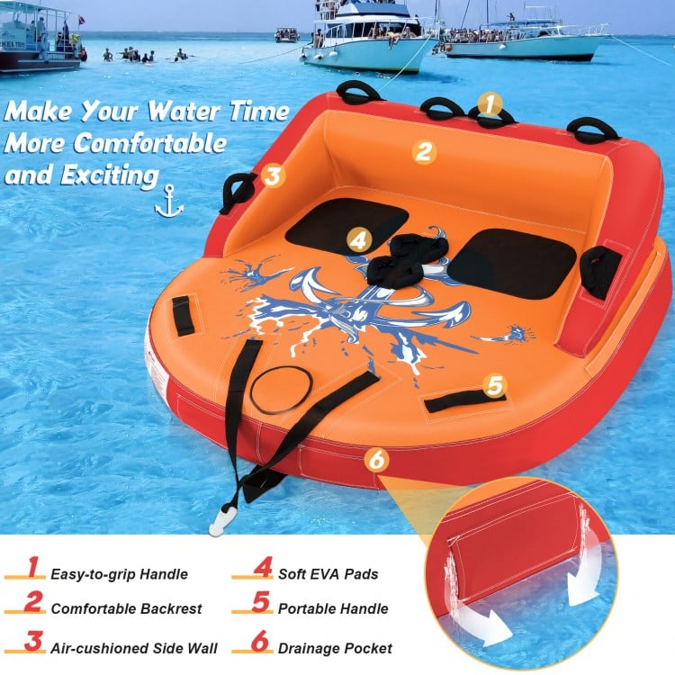 2 Person Water Sport Inflatable Towable Tubes for Boating
