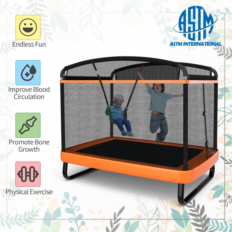 6 Feet Kids Entertaining Trampoline with Swing Safety Fence