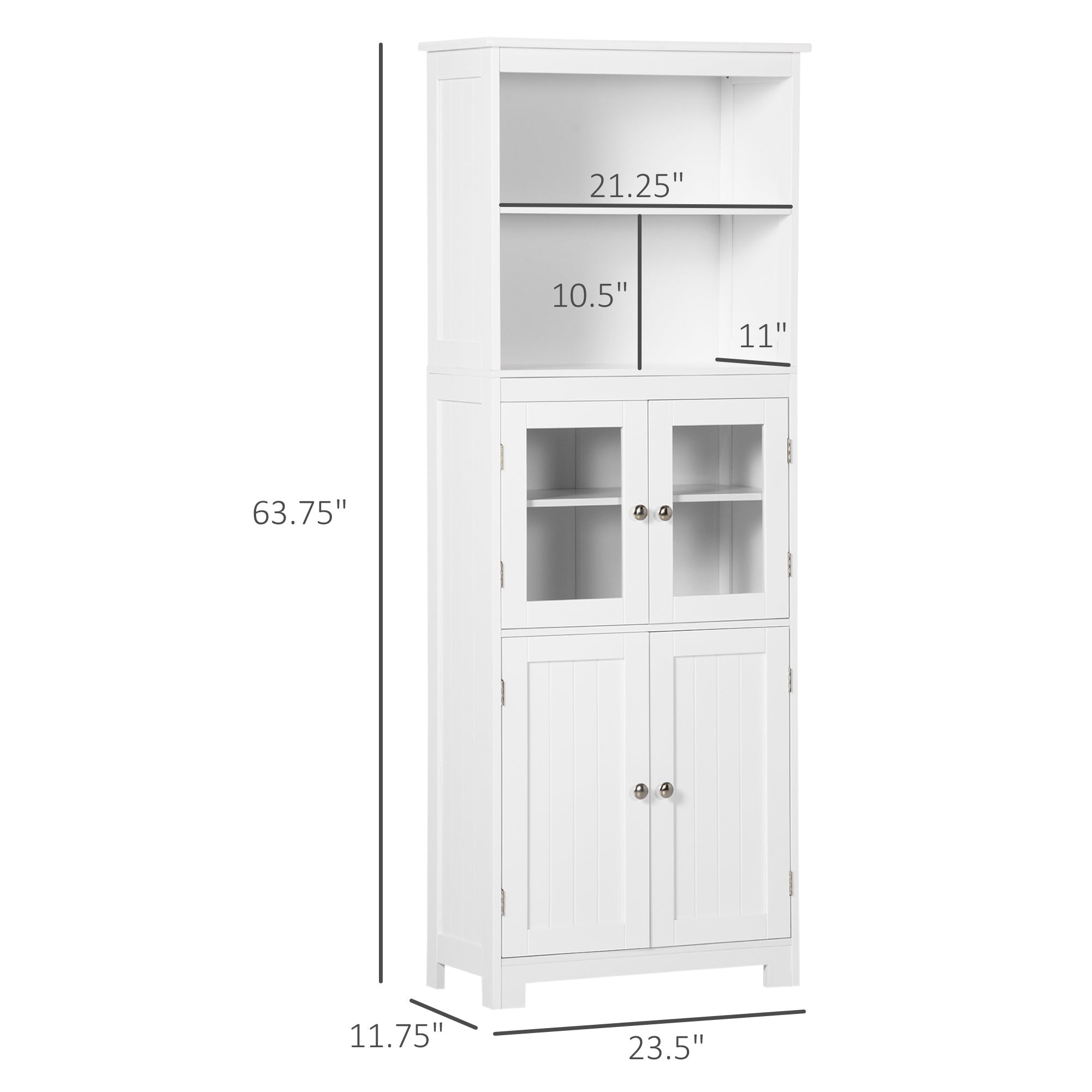 HOMCOM Elegant 63" Buffet Hutch 4-Door Kitchen Pantry Freestanding Bathroom Cabinet Adjustable Shelf Dining Room Storage 