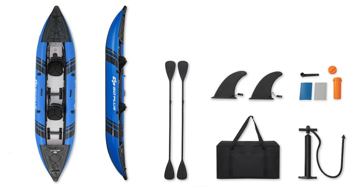 Goplus 12.5 ft Inflatable Tandem Kayak | 1-2 Person Canoe | 507 lbs Capacity | Includes All Accessories & Carry Bag 