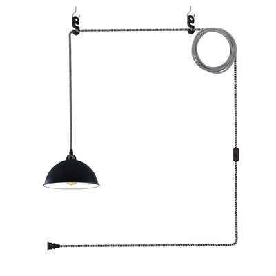 Plugin Fabric Cable Ceiling Dome Shade Pendant light with Hook~1763 