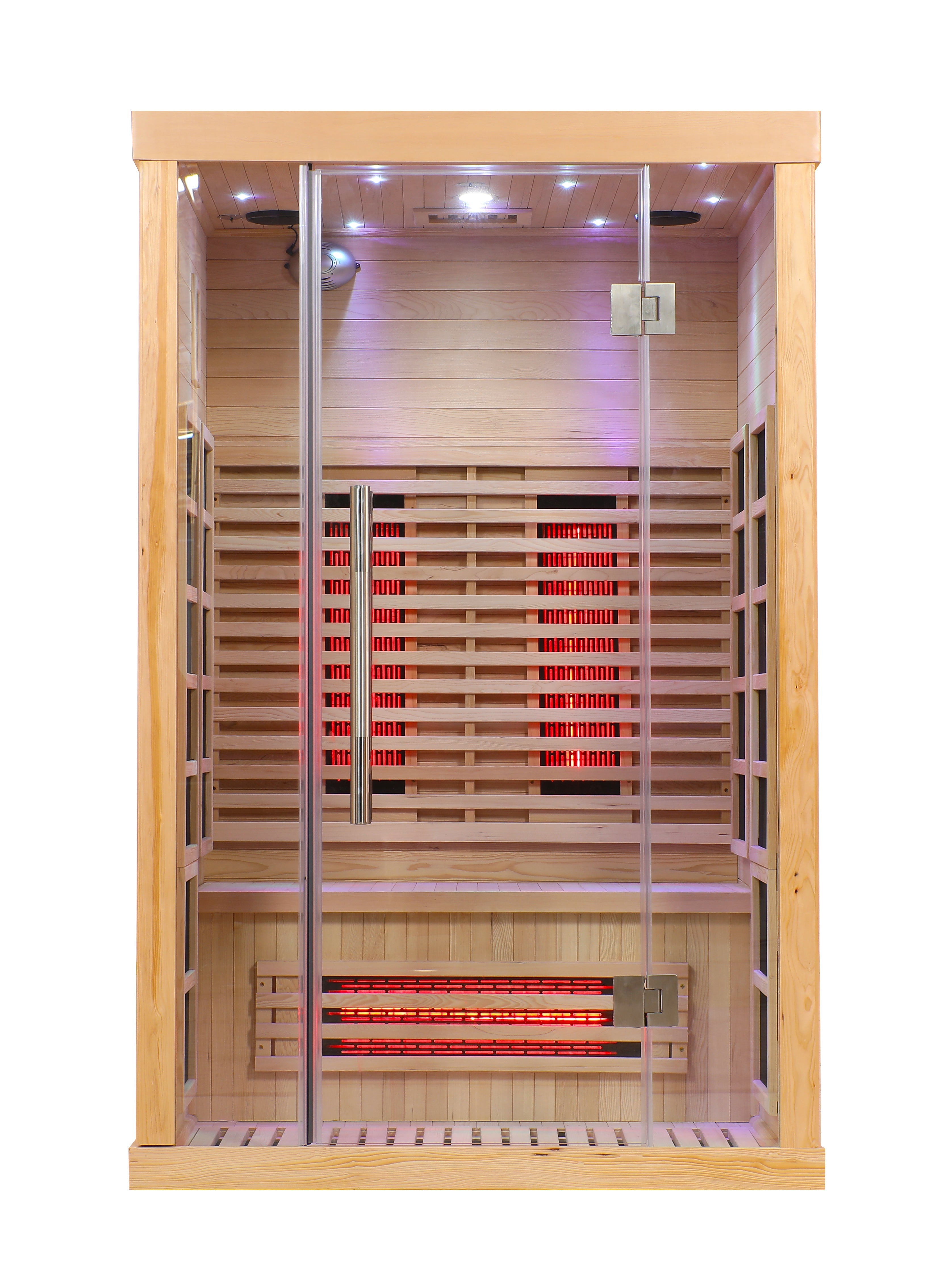 Blisspod Venetian 2-Person  Full Spectrum Indoor Premium Canadian Hemlock Low EMF Sauna 10 Heaters Chromotherapy Reflexology 