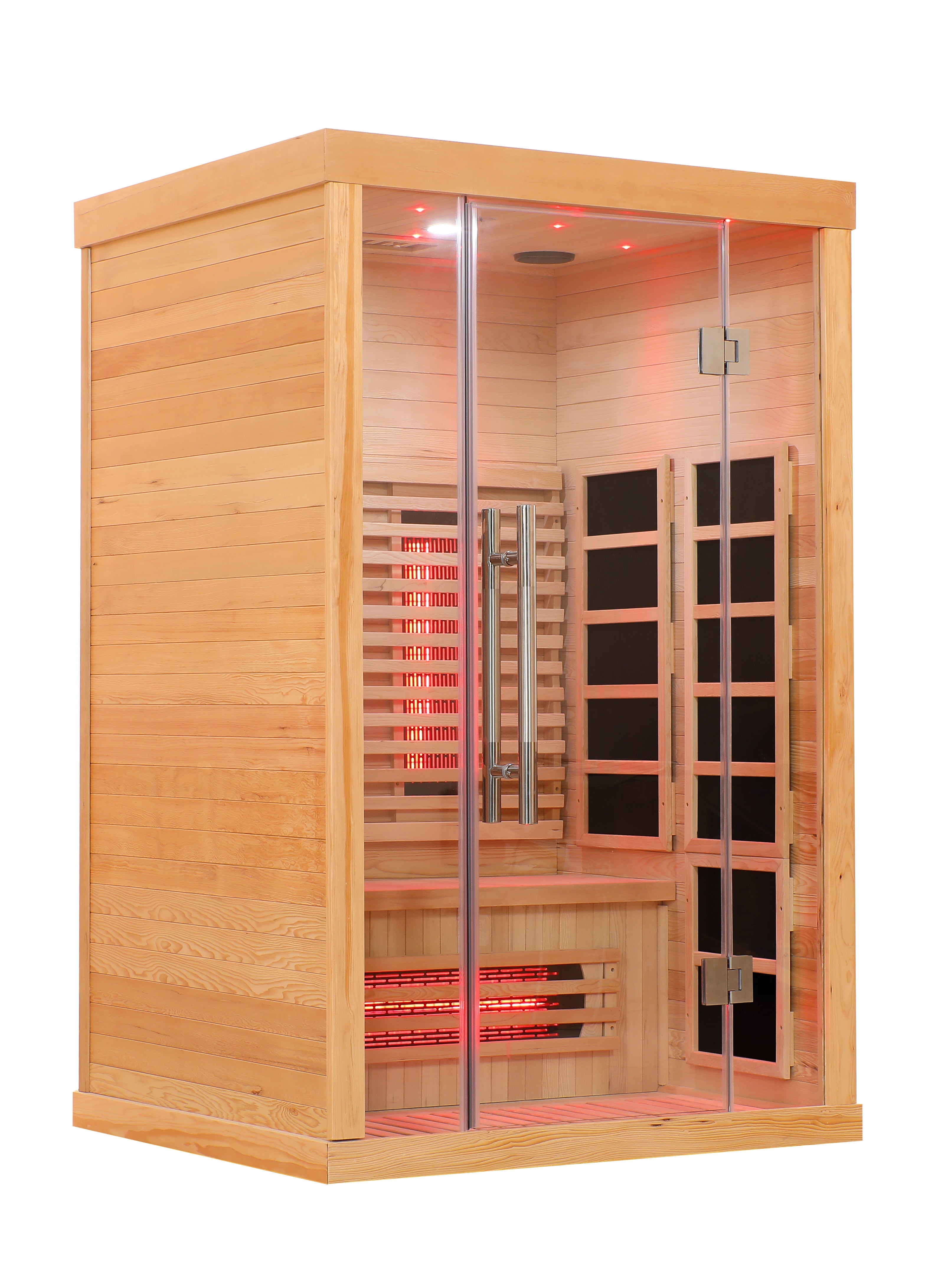 Blisspod Venetian 2-Person  Full Spectrum Indoor Premium Canadian Hemlock Low EMF Sauna 10 Heaters Chromotherapy Reflexology 