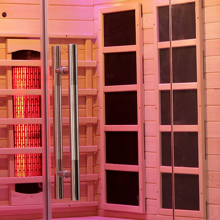 Blisspod Venetian 2-Person  Full Spectrum Indoor Premium Canadian Hemlock Low EMF Sauna 10 Heaters Chromotherapy Reflexology 