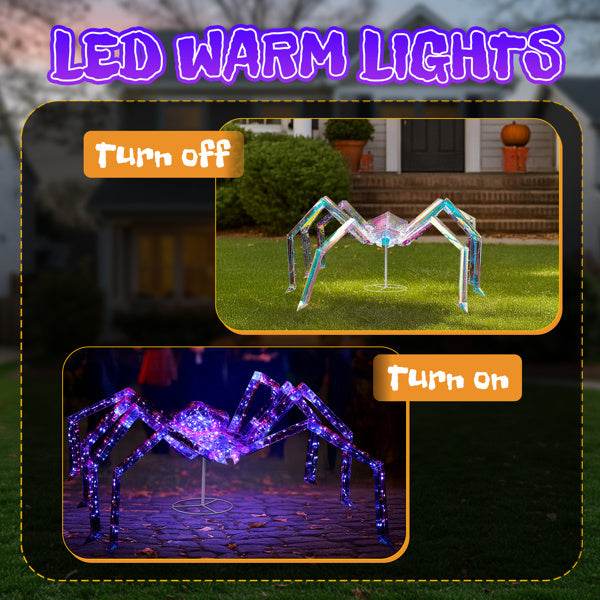 3ft Prism Spider, Illusion, 340 Purple Copper Wire Light, 4.5V 3.6W Halloween Standing Decoration US Specification 