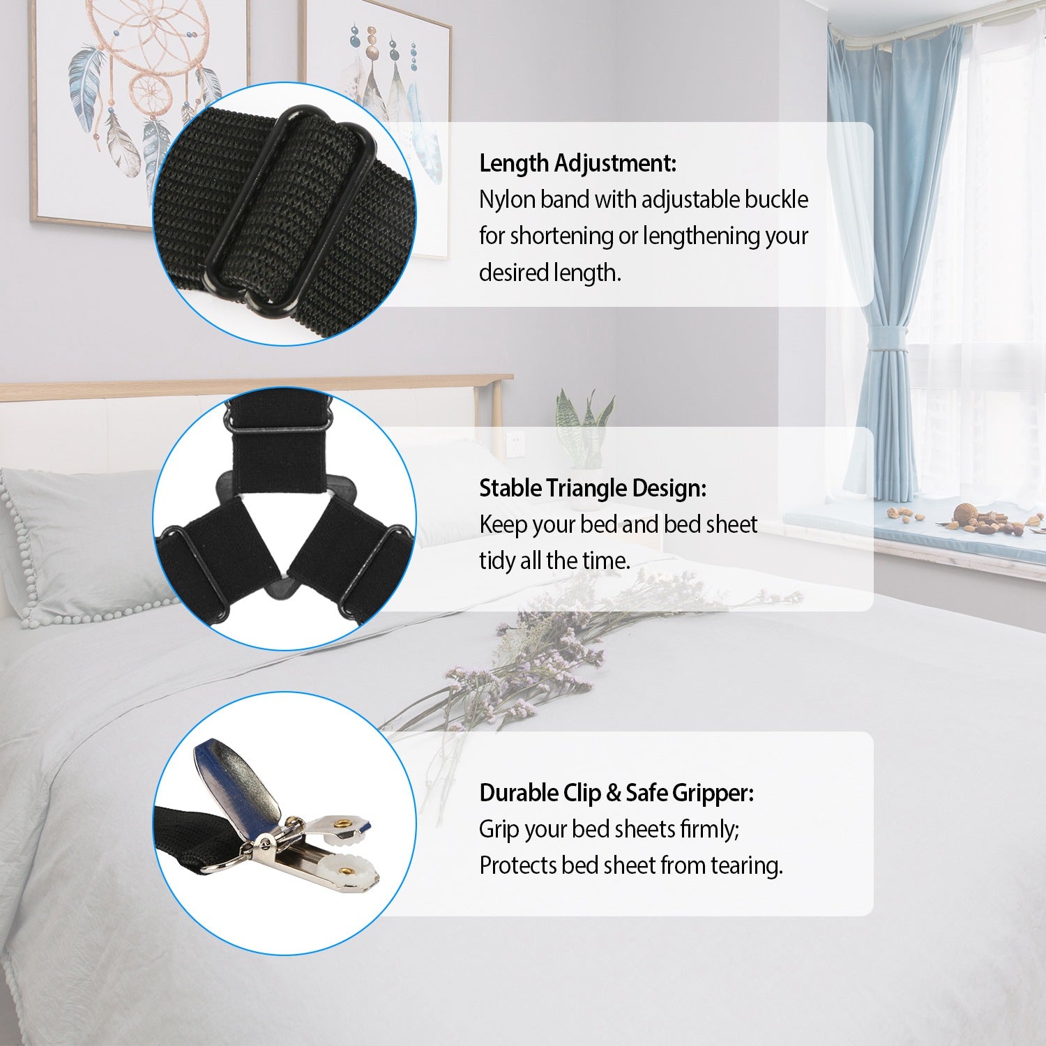 4Pcs Bed Sheet Fastener Holder Triangle Mattress Suspender Straps Grippers Clip For Covers Sofa Cushion 