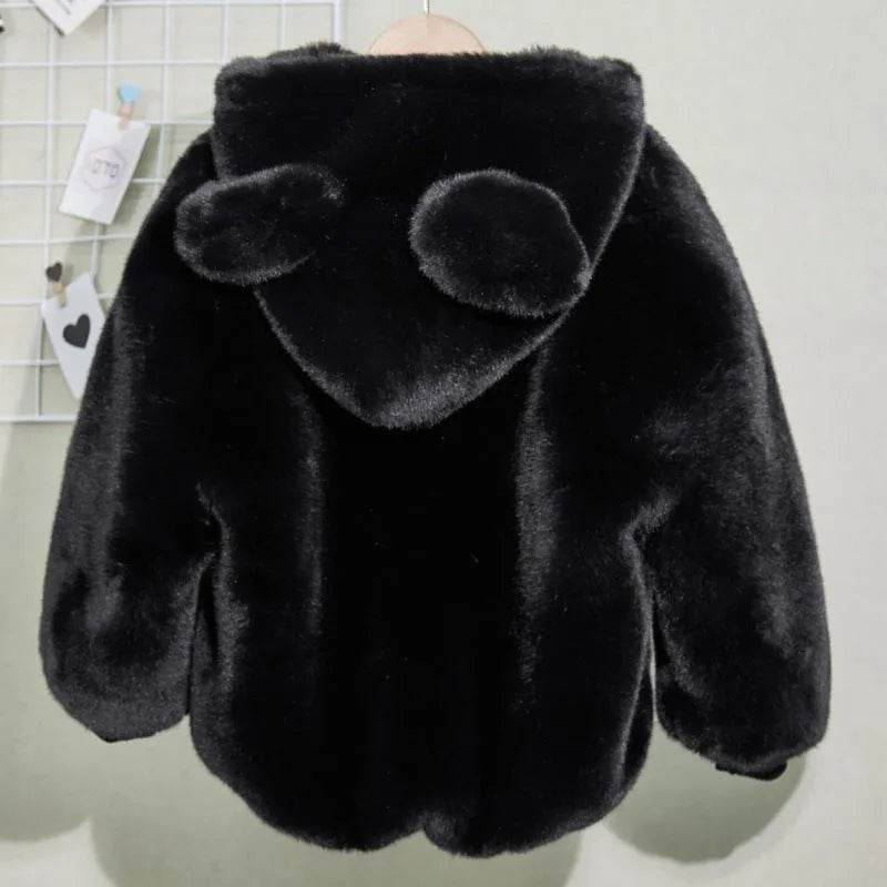 Autumn Winter Thickening Children's Cartoon Fur Hoodie Jacket 