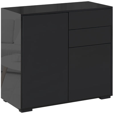 HOMCOM Stylish Buffet Sideboard High Gloss Kitchen Storage Cabinet Cupboard with Push Open Design 2 Drawer 2 Doors Shelf 