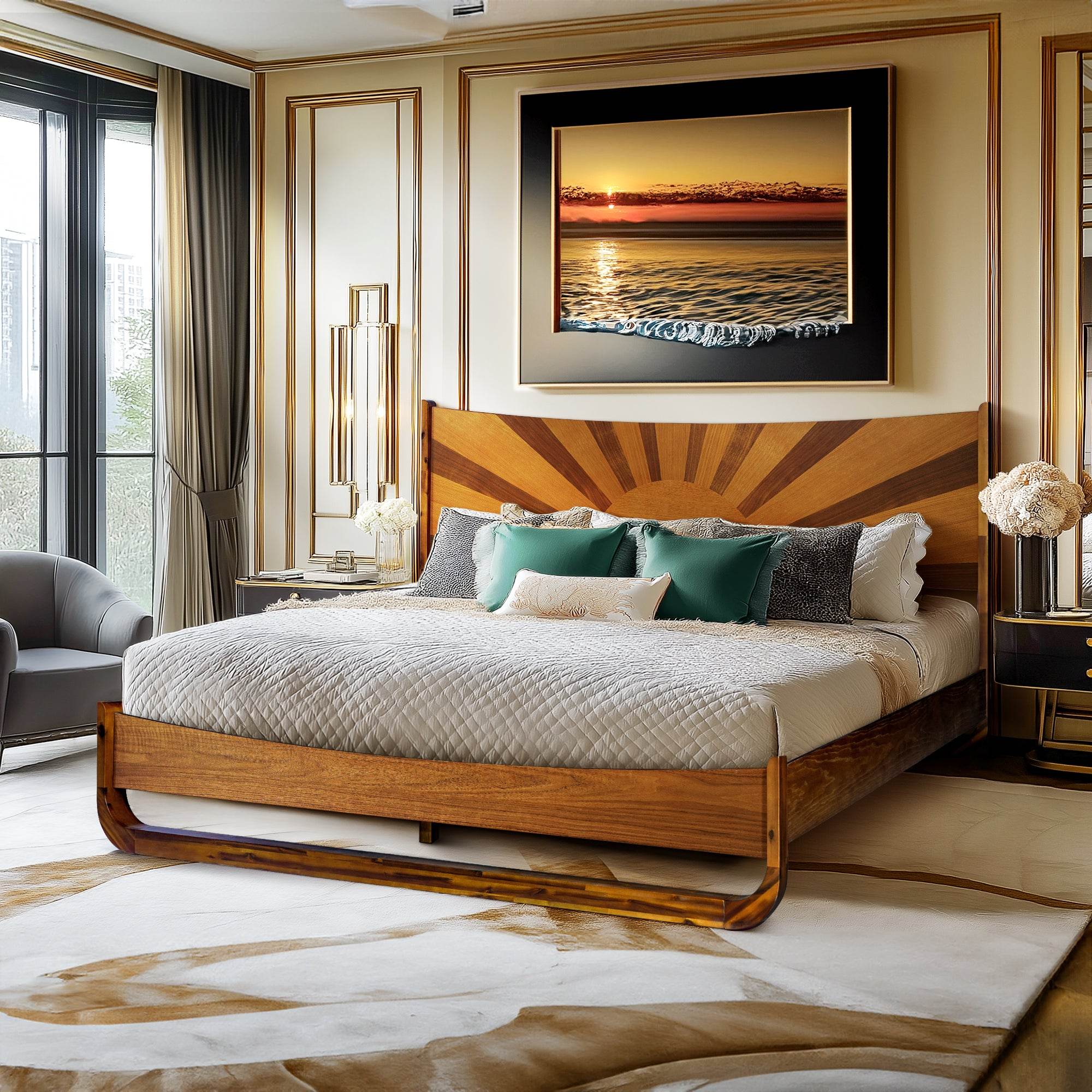 Sunset Platform Bed Frame With Headboard 