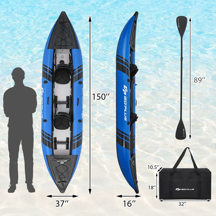 Goplus 12.5 ft Inflatable Tandem Kayak | 1-2 Person Canoe | 507 lbs Capacity | Includes All Accessories & Carry Bag 