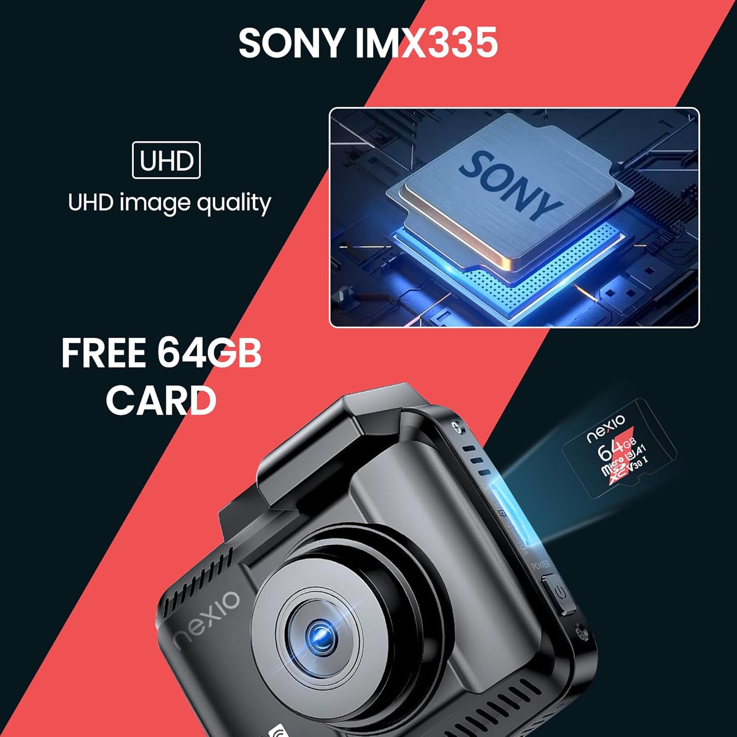 NEXIO N5Pro 4K Dual Dash Cam with Starvis Sensor, WiFi, GPS, ADAS, Park Mode 