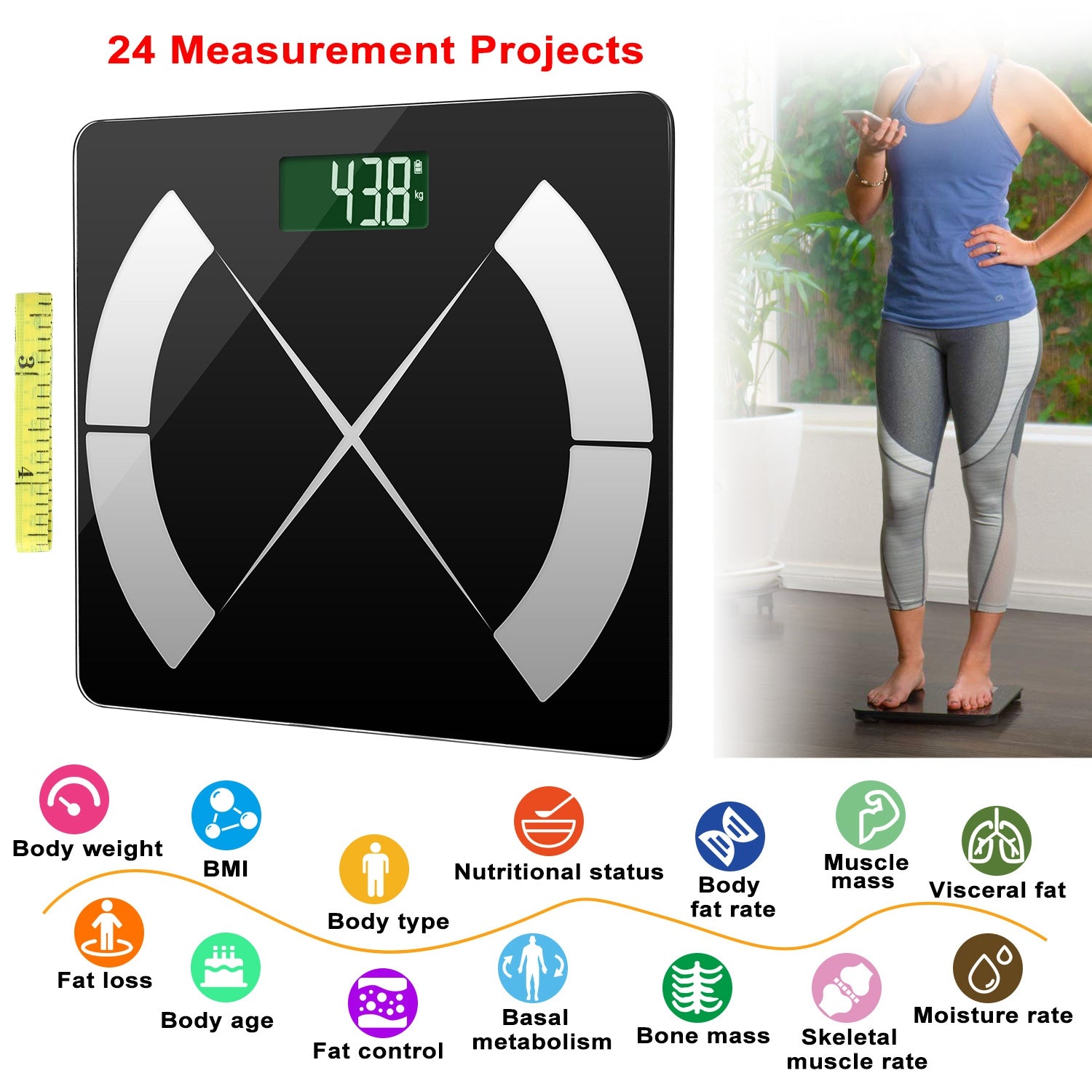 Smart Body Composition Scale Fat Monitor Digital APP Scale BMI Health Analyzer