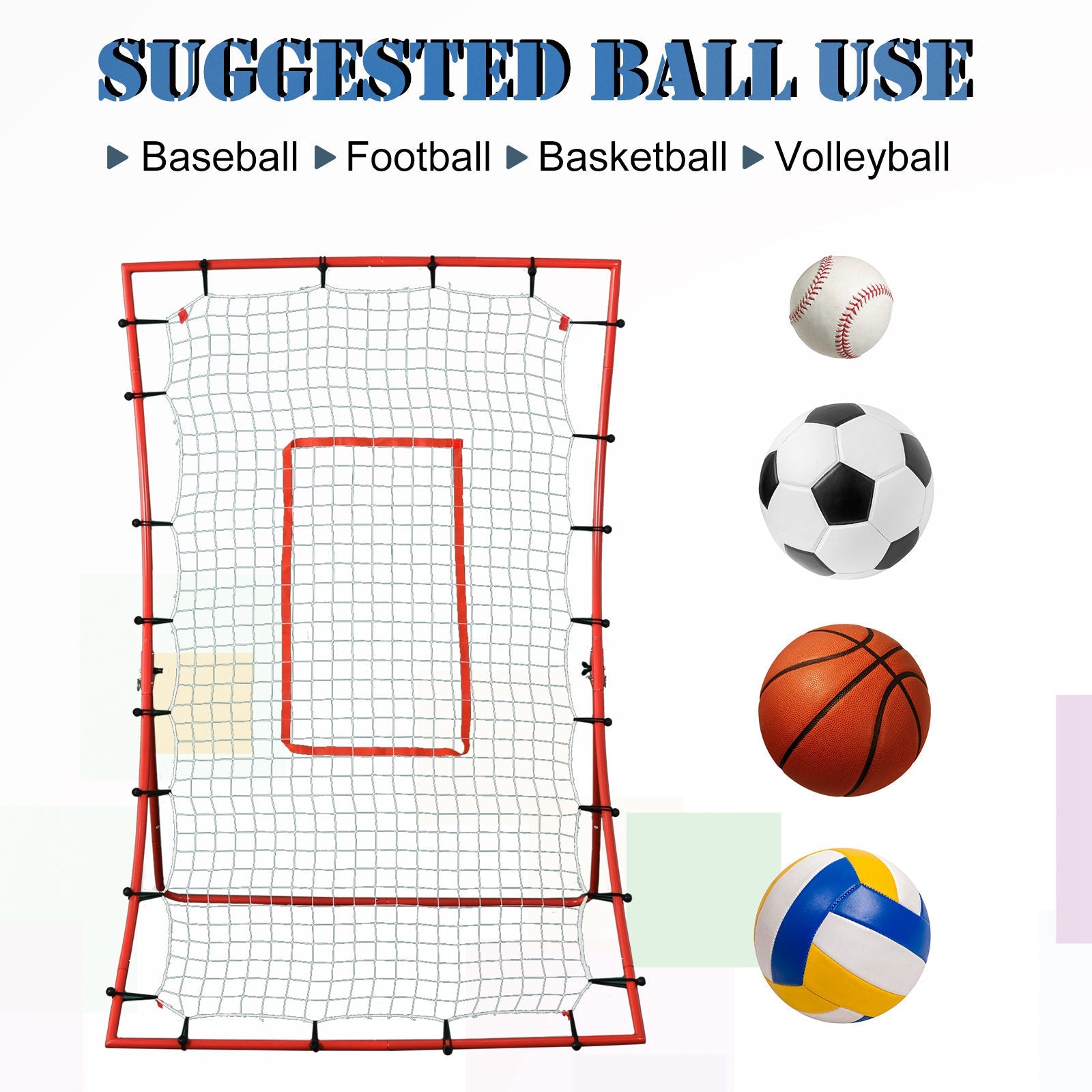Soozier Adjustable Rebounder Goal for Baseball Football Basketball Volleyball 5 Angles Daily Training 