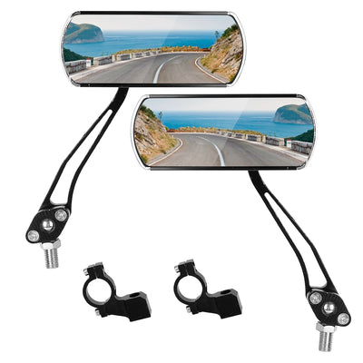 1 Pair Handlebar Bike Mirrors Adjustable 360° Rotatable Safe Rearview Bicycle Mirror Scratch Resistant Rectangular Bike Mirror For Mountain Bike Road 