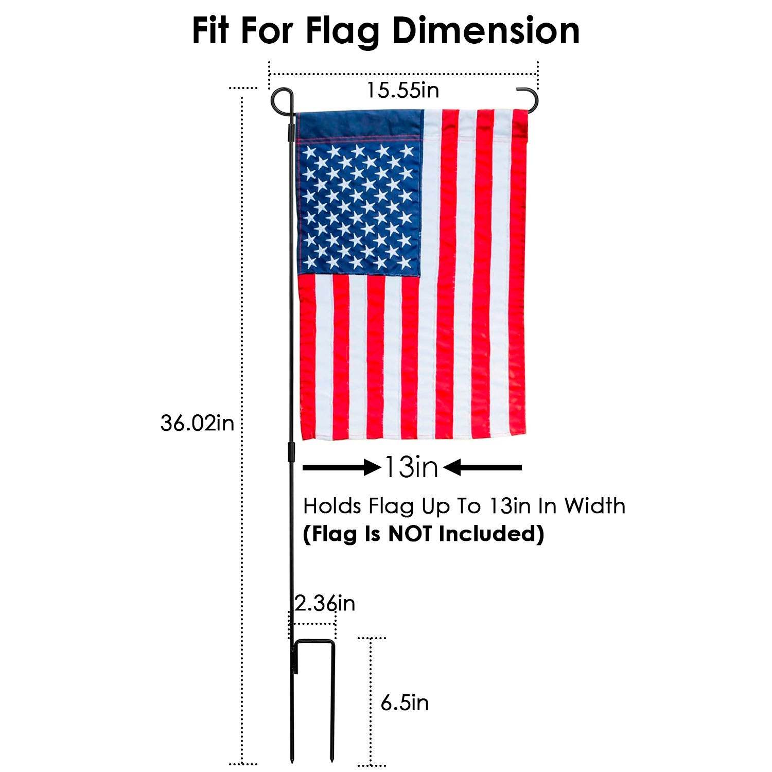1Pc Garden Flag Stand Flagpole Weatherproof Wrought Iron Coated Yard Flag Holder For Yard Flag Party Banner Fits 11.8x17.7in Flag For Christmas Halloween Outdoor Decoration 