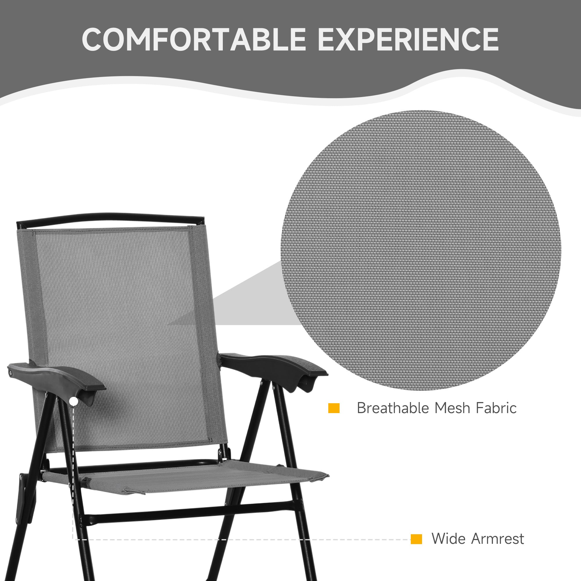 Outsunny Folding Outdoor Bistro Set, Patio Table and Chairs with Reclining Backrest and Round Dining Table, Grey 