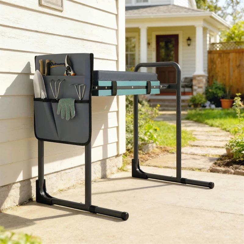 Garden Kneeler and Seat, Heavy Duty Foldable Gardening Stool with Thicker Soft Kneeling Pad, Extendable Steel Legs