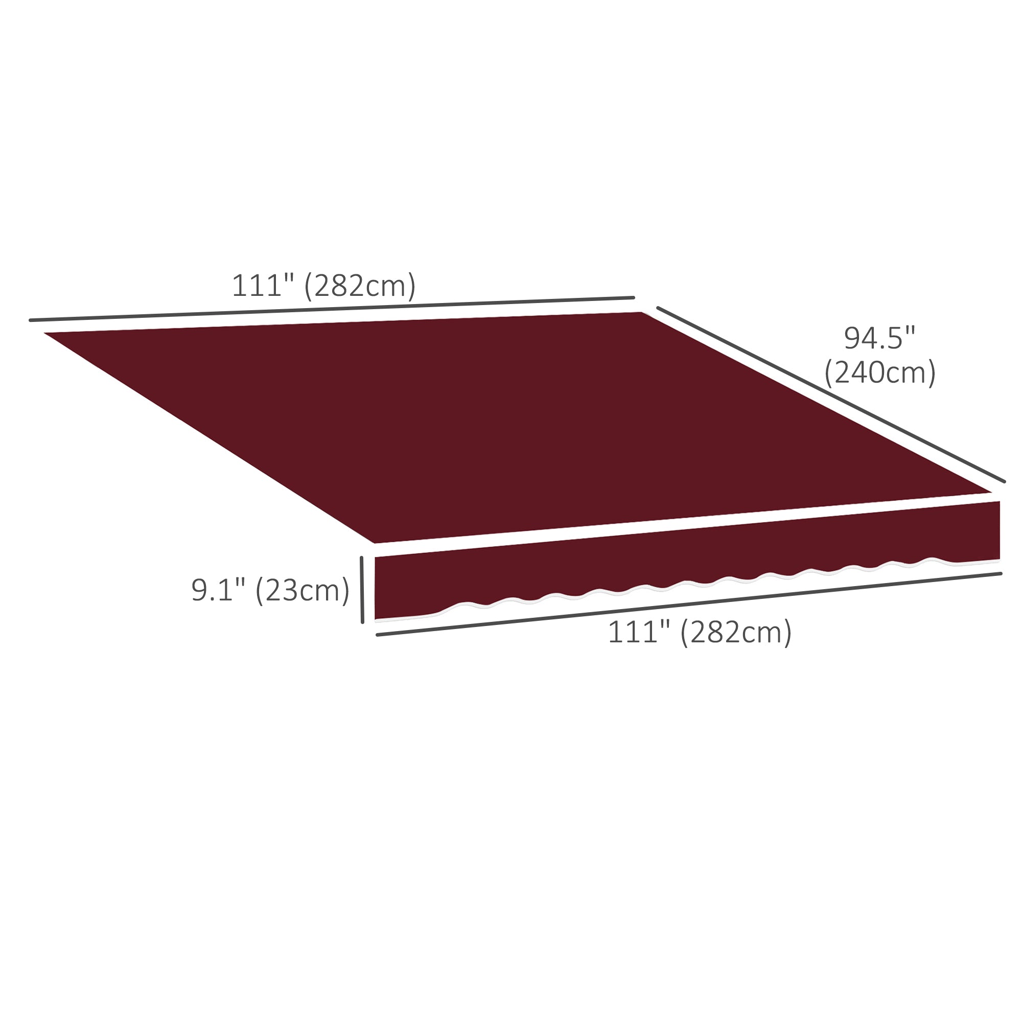 Outsunny Outdoor Sunscreen Cover: 9'x8' Retractable Fabric Replacement with UV Blocking, Wine Red 