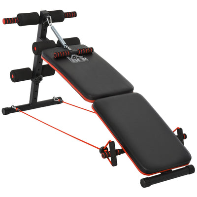 Soozier Adjustable Sit Up Bench Core Workout with Thigh Support Foldable Fitness Equipment for Home Gym Black 