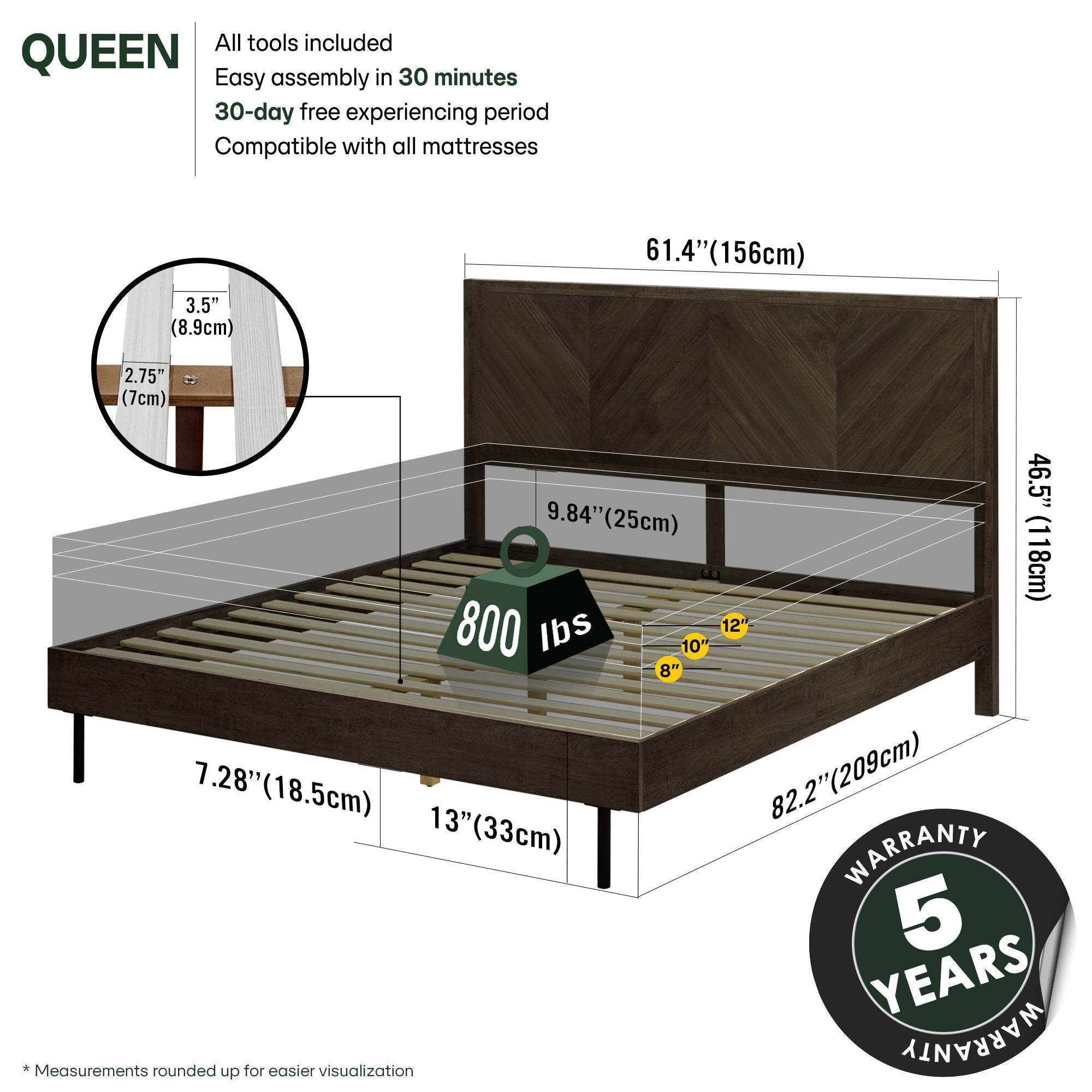Alander Deluxe Wood Platform Bed Frame 