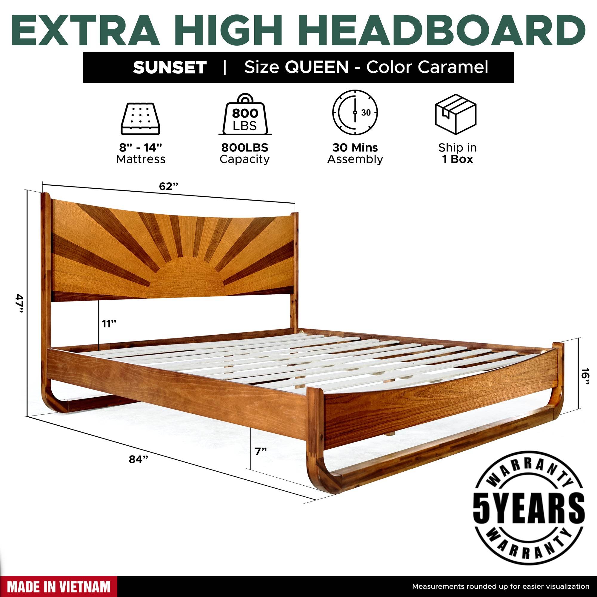 Sunset Platform Bed Frame With Headboard 