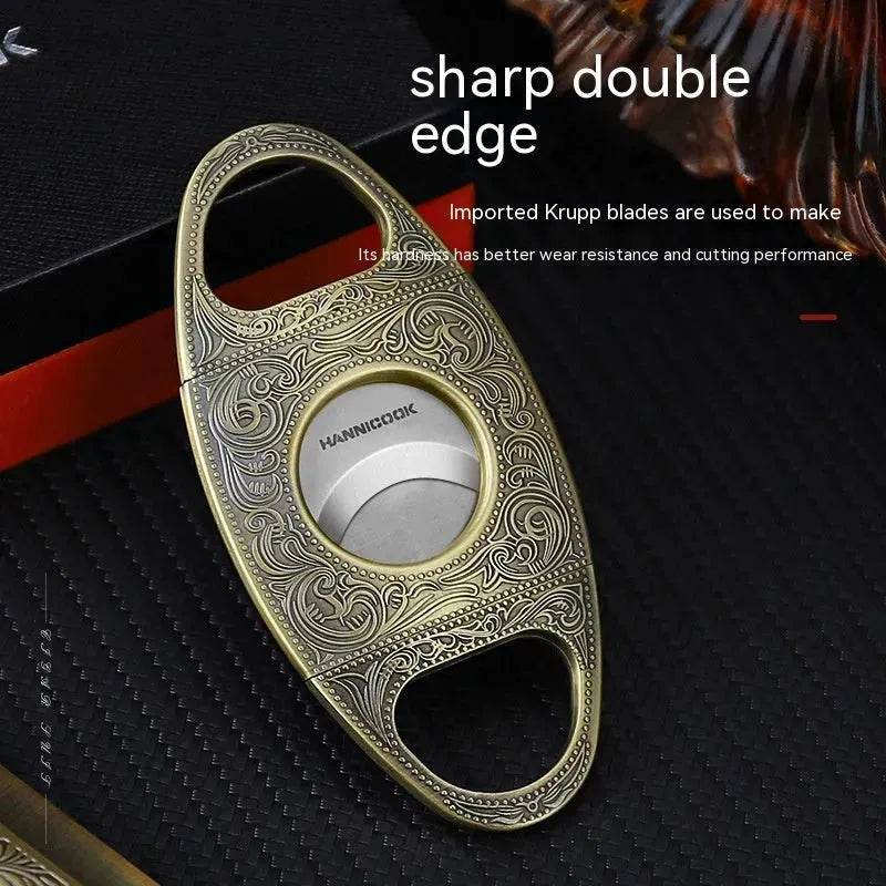 Embossed Portable Metal Alloy Cigar Cutter and Torch Lighter Gift box set 