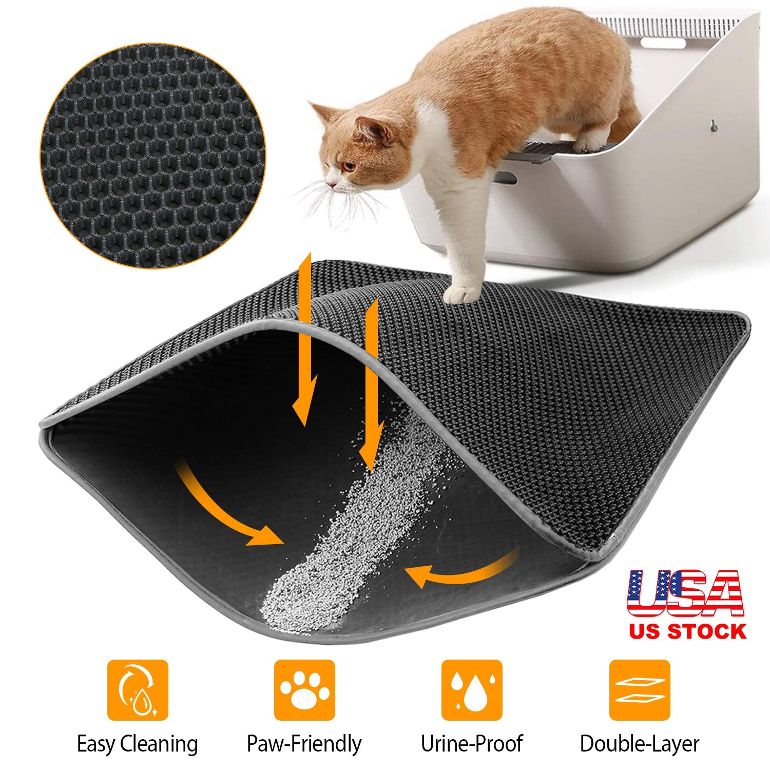 Cat Litter Mat EVA Honeycomb Double Layer Kitty Litter Trapping Carpet Urine-proof Scatter Rug Pad