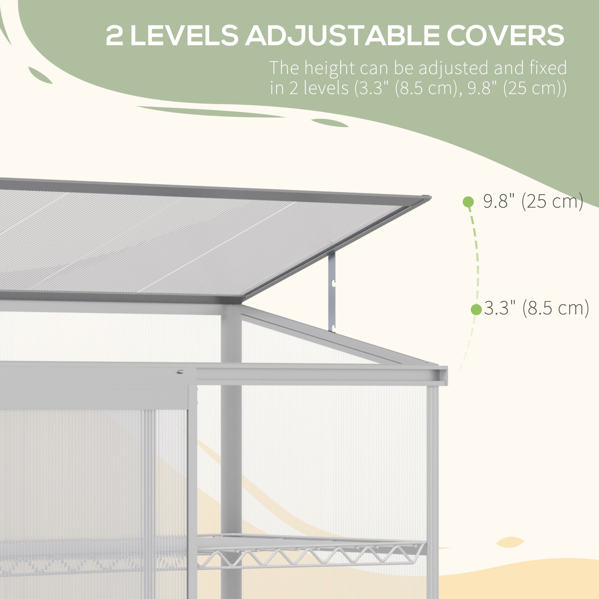 Outsunny Aluminum Cold Frame Greenhouse, Raised Planter Bed Protection with Openable Top and 2 Shelves for Outdoor Indoor 
