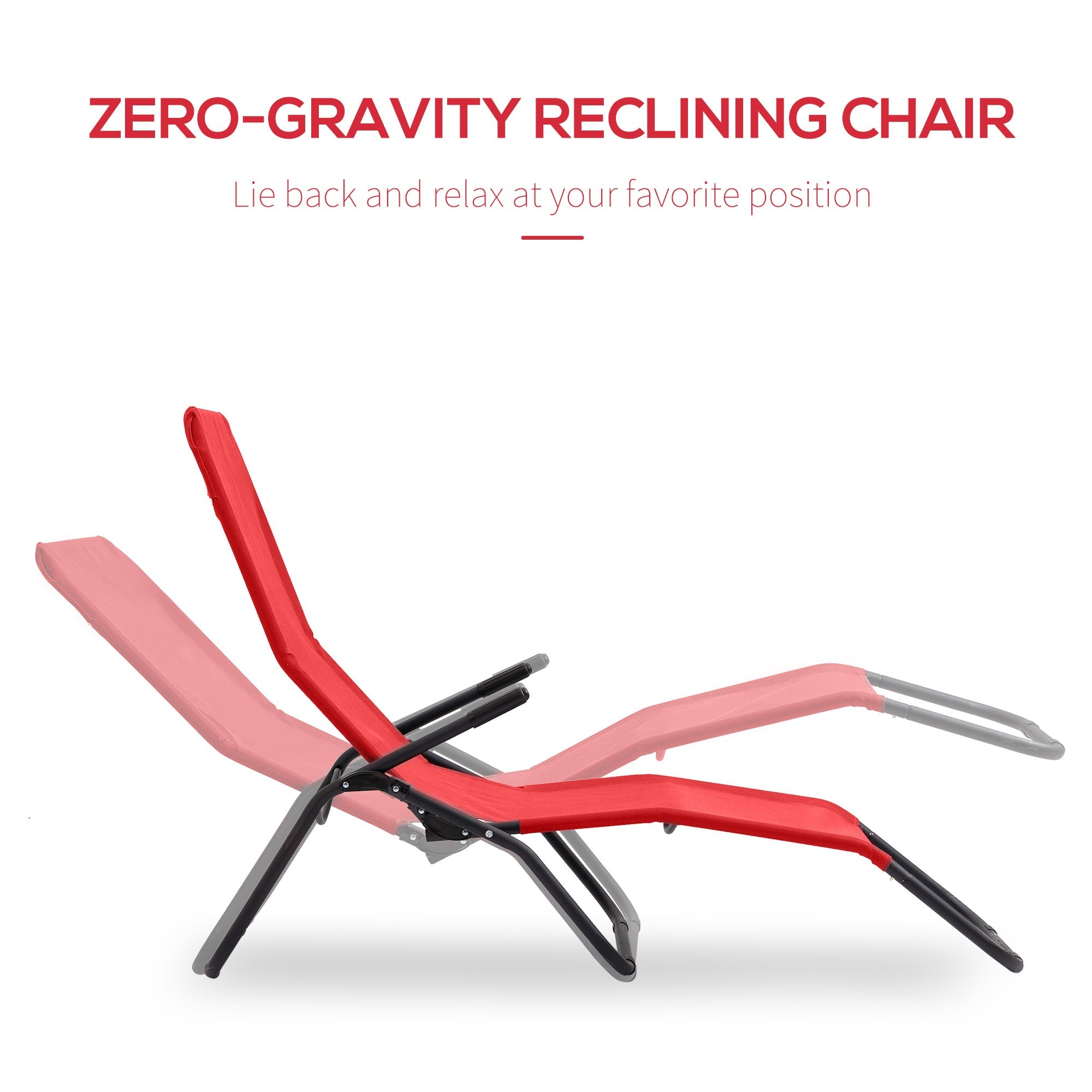 Outsunny Mesh Crimson Bliss: Zero Gravity Recliner Lounge Chair, Folding Rocking Outdoor Chaise for Beach, Poolside, Patio in Red 